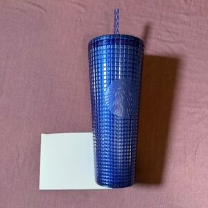 Starbucks Cobalt Blue Grid Cold Cup Venti Tumbler 24oz - NWOT